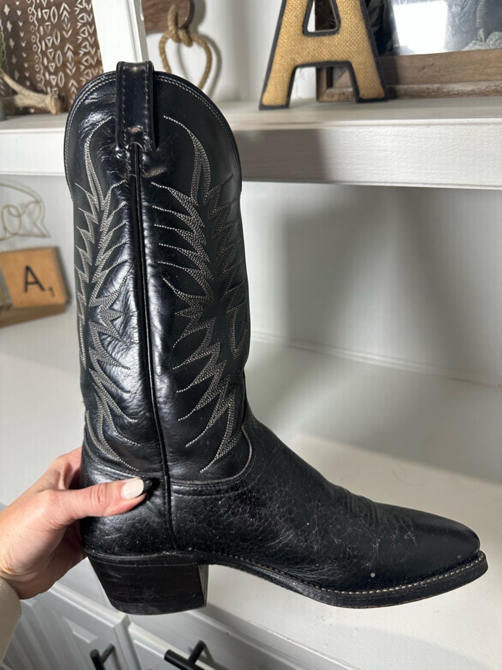 Vintage Dan Post Western Boots Womens 9.5 Brown Leather Cowboy Classic USA - Picture 7 of 9